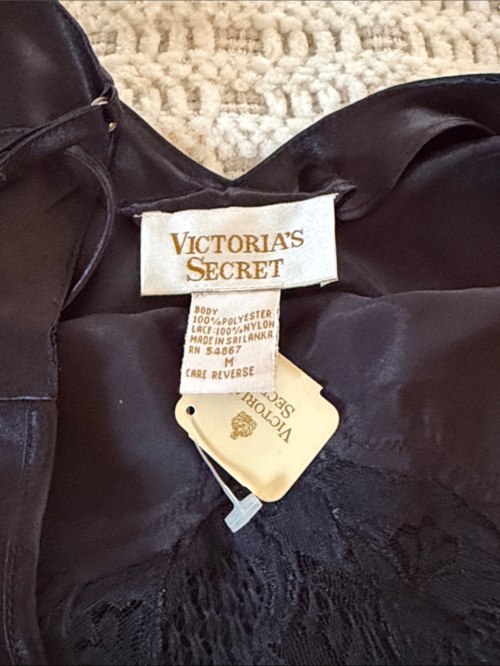 Victoria's Secret Black Satin Lace-Trim Chemise NWT - Picture 3 of 5